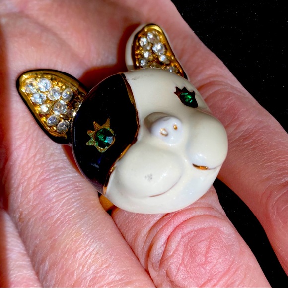 2/$30- Original Betsey Johnson Doggie Rhinestone Ring - Picture 2 of 9